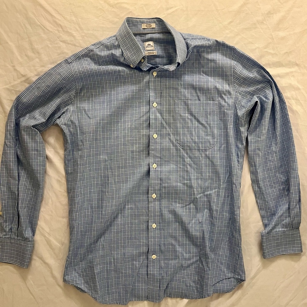 Peter Millar Light Blue Plaid Dress Shirt